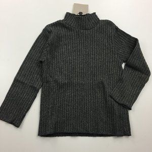 NWT ZARA Black Gold/Bronze Glittery Ribbed Knit Mock Neck Sweater